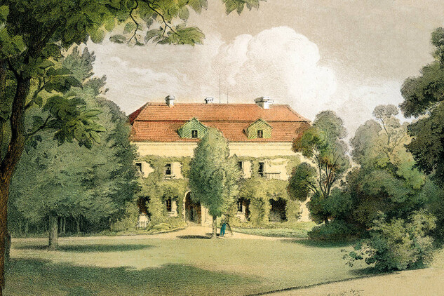 The chateau’s back façade, viewed from the garden, around 1850